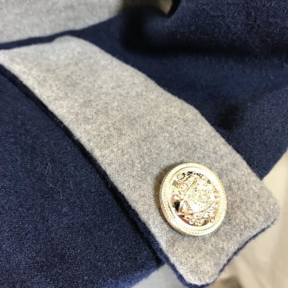 Double-Breasted Hooded Coat With Faux Fur Lining & Button Details Peacoat  nwot - Picture 3 of 14